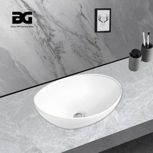 European Style Basin With Pedestal Oval White Ceramic Sink For Bathroom