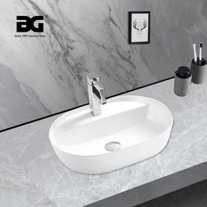 New Design Premium Porcelain Sink White Oval Art Basin With Faucet