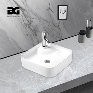 Hot Selling Counter Table Top Wash Basin Square Shaped Porcelain Sink