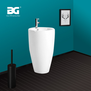 Senior Quality Bathroom Cylindrical Pedestal Wash Basin Sink with Full Pedestal Basin
